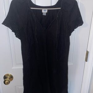 Black Eyelet Sleeve Dress
